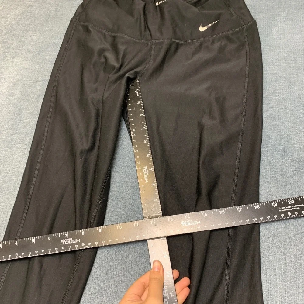 Nike Dri-Fit Leggings Womens Small Black Stretch Swoosh Elastic Waist Skinny Leg